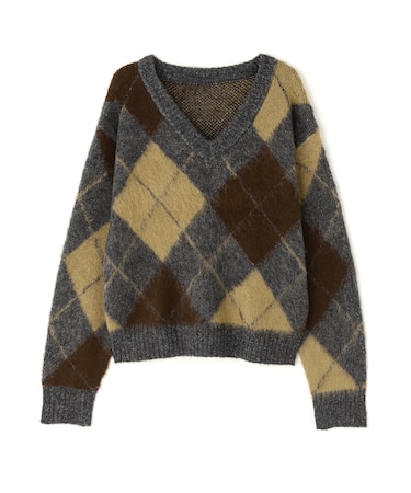 アクリルモヘアアーガイルＶネックプルオーバー