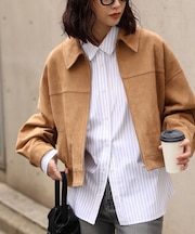 合皮ジップアップブルゾン