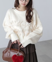 ファンシーヤーンチュールリボンニット