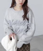 ファンシーヤーンチュールリボンニット