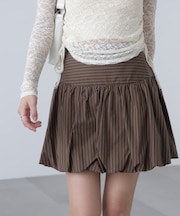 インナーパンツ付きナチュラルコットンバルーンミニスカート