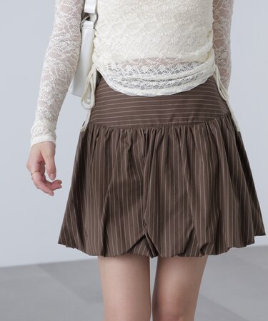 インナーパンツ付きナチュラルコットンバルーンミニスカート