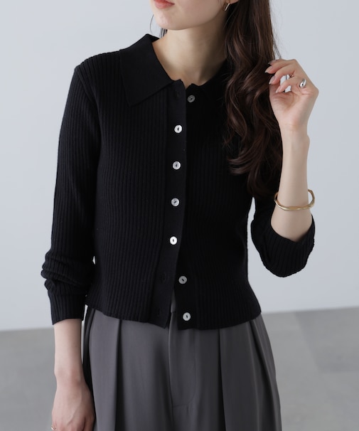 〈ＭＦＭ〉きらきらボタン襟ニット