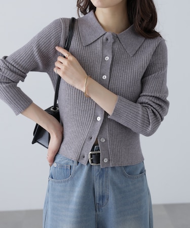 〈MFM〉きらきらボタン襟ニット