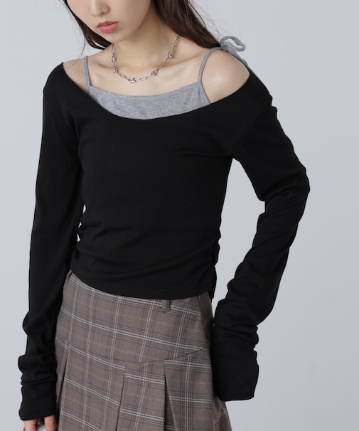 ワンショルキャミレイヤード風カットソー