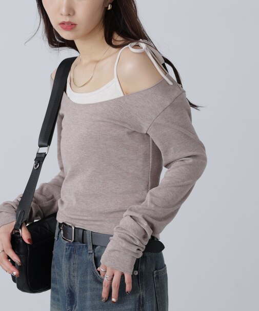 ワンショルキャミレイヤード風カットソー