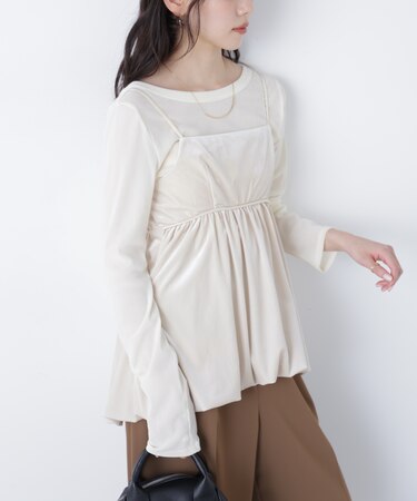 ベロアバルーンチュニックブラウス