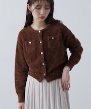 金ボタンへアリースパンコールニットカーディガン