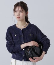 金ボタンへアリースパンコールニットカーディガン