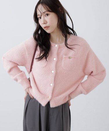 金ボタンへアリースパンコールニットカーディガン