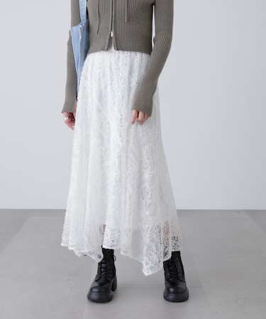 2wayモールレースパネルフレアスカート