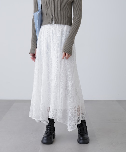 2wayモールレースパネルフレアスカート