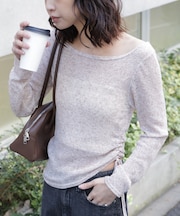 メランジドロストシャーリングカットソー