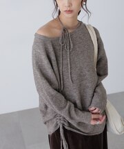 ワンショルルーズニット