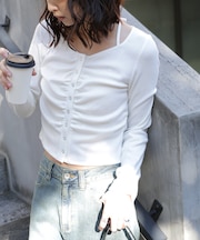 フロントギャザーデコルテカットソー