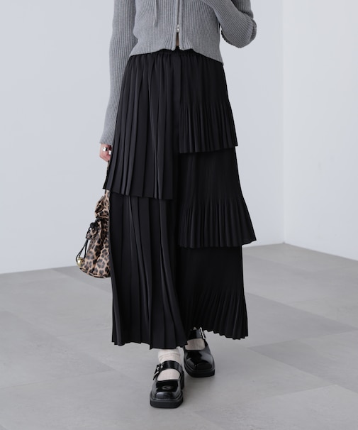 ランダムプリーツティアードスカート