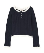 フリルドッキングコンパクトケーブルニット