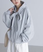 起毛ビッグリボンジップパーカー