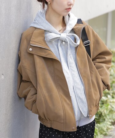 スタンド合皮ブルゾン