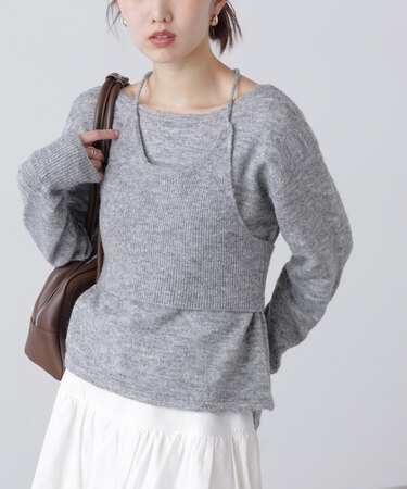 ホルターネックビスチェセットニット