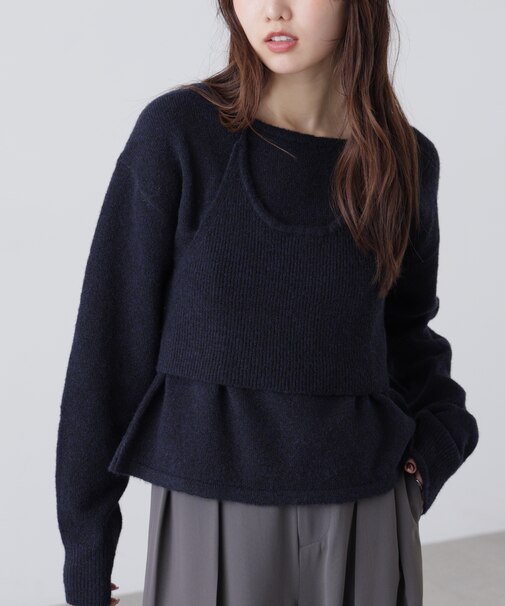 ホルターネックビスチェセットニット