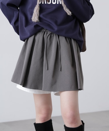 インナーパンツ付レイヤードフレアミニスカート