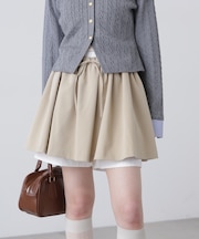 インナーパンツ付レイヤードフレアミニスカート