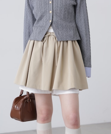 インナーパンツ付レイヤードフレアミニスカート