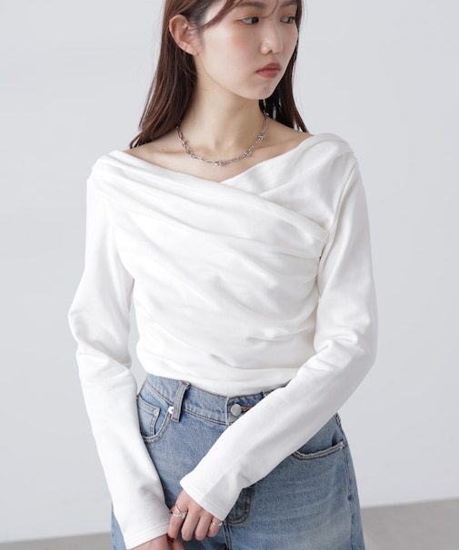 オフショルミニ裏毛カットソー