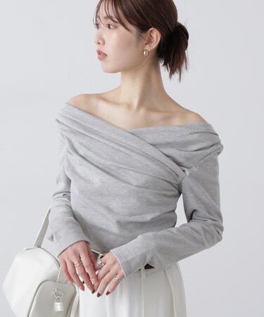 オフショルミニ裏毛カットソー