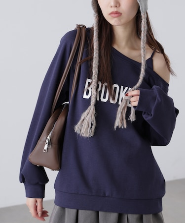 ワンショルロゴプリントスウェット