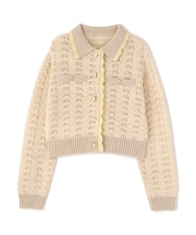 ミニブークレツィードライク配色ニットカーディガン