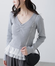 レイヤードデザインリブニット