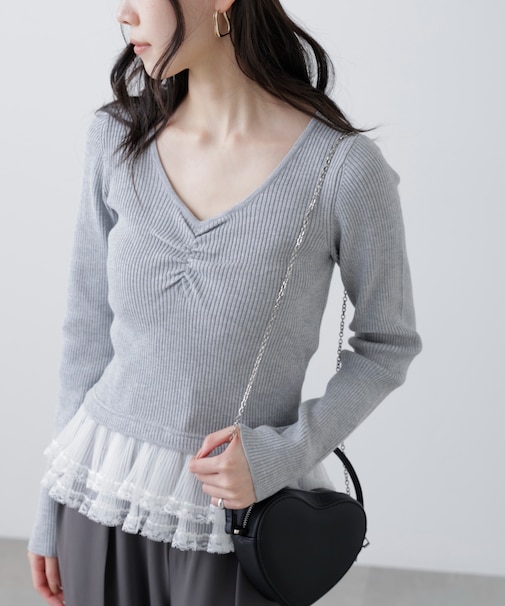 レイヤードデザインリブニット