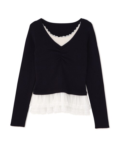 レイヤードデザインリブニット