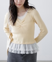 レイヤードデザインリブニット