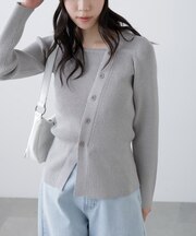 アシメボタンリブニット