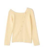 アシメボタンリブニット