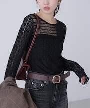 パッチワークチュールレースカットソー