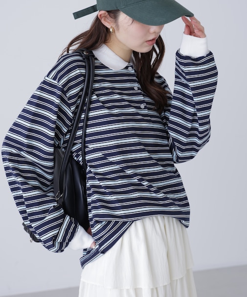 マルチボーダーラガーポロシャツ