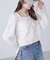 フロントギャザーネックリボン付きブラウス