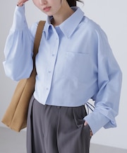 バックレースアップショート丈シャツ