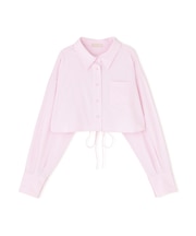 バックレースアップショート丈シャツ