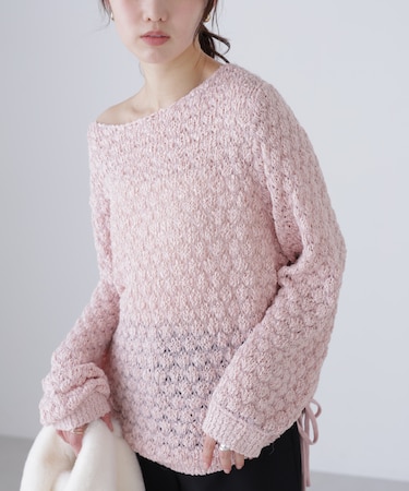 ポコポコワンショル脇ドロストオーバーニット