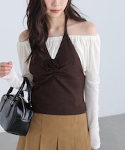 ホルターネックニットベスト