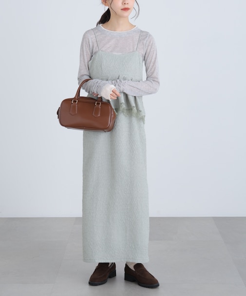 ペプラムレースキャミワンピース