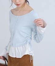 布帛ドッキングサイドシャーリングカットソー