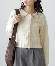 ミニブークレツイードライクニットカーディガン