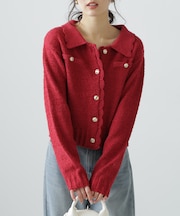 ミニブークレツイードライクニットカーディガン