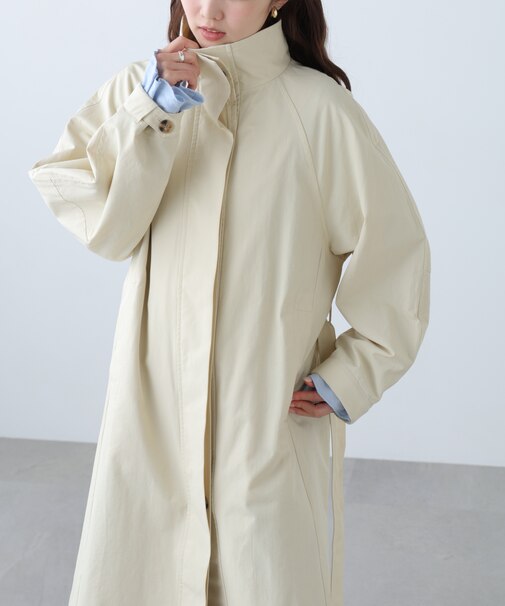 スタンドカラーロングトレンチコート